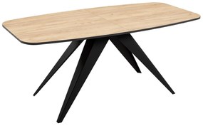 Asztal Oswego 115Fekete, Kézműves aranytölgy, 76x80x160cm, Hosszabbíthatóság, Laminált forgácslap, Fém