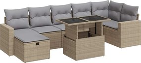 vidaXL 8 részes bézs polyrattan kerti ülőgarnitúra párnával