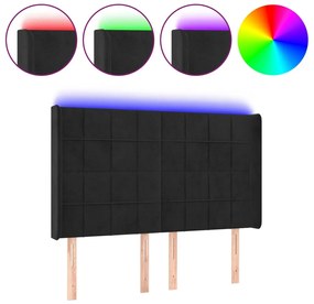 fekete bársony LED-es fejtámla 147x16x118/128 cm