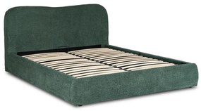 Kárpitozott Franciaágy Zöld Színben Ágynemütartóval. 160x200 BRISTOL