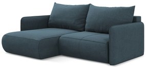 Kék kinyitható-tárolóhelyes sarokkanapé (bal oldali) Nanea – Makamii