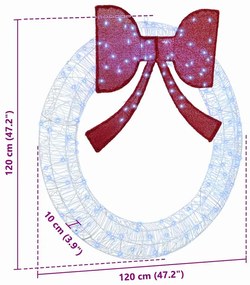 Koszorú 150 LED-del Hideg feher 120 cm Akril