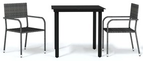 vidaXL 3 részes szürke kerti étkezőgarnitúra