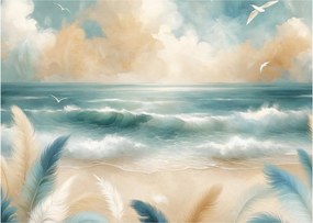 Kép – Festett strand lágy színekben (70x50 cm)