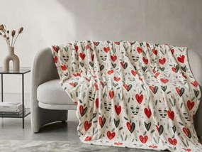 Mikroplüss takaró WINTER HEARTS, színes Méret: 200 x 220 cm