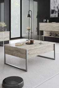 Dohányzóasztal Luxe - Travertine, Silver