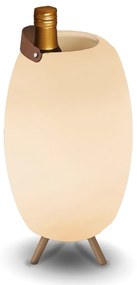 Állólámpa fehér 40,5 cm, beépített LED-del és hangszóróval, RGB, dimmelhető, IP44, távirányítóval - Apolo
