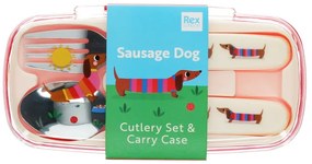 Rozsdamentes acél gyerek evőeszköz 2 db-os Sausage Dog – Rex London