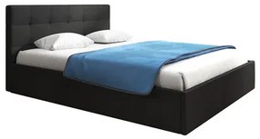 Kárpitozott ágy LAURA mérete 160x200 cm Fekete műbőr