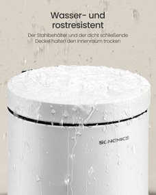 SONGMICS fürdőszobai szemetes csendes tetővel, 3L, fehér