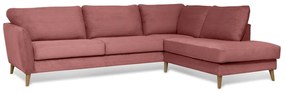 Rózsaszín kordbársony sarokkanapé (jobb oldali) Paris – Scandic