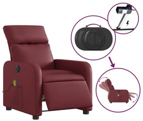 vidaXL bordó műbőr elektromos dönthető masszázsfotel