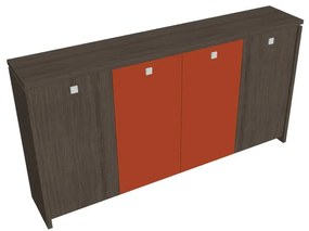 Verno közepes gardrób 248 x 46 x 130 cm, kombinált ajtó, antracit tölgy / narancs