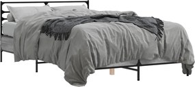 vidaXL szürke sonoma szerelt fa és fém ágykeret 140x190 cm