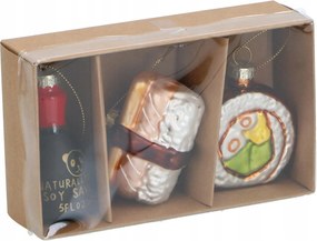 Karácsonyfadísz sushi gömbök a karácsonyfára Ø6x8cm 3 db-os szett