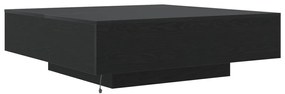 LED lámpás kávézóasztal fekete tölgy 100x100x31 cm