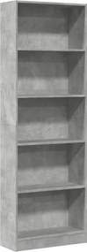 vidaXL betonszürke szerelt fa könyvespolc 60 x 24 x 176 cm