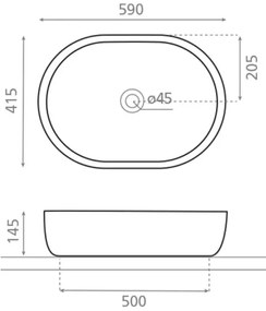 Bathco 4037 - Ráépíthető mosdó TOULOUSE 59x41,5 cm porcelán/fehér