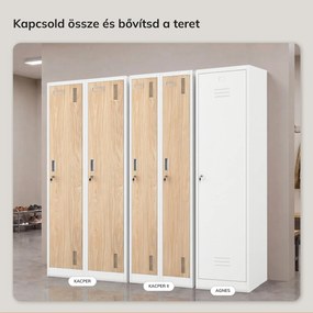 Kétrekeszes dolgozói öltözőszekrény fehér / sonoma tölgy: Eco Design KACPER II, 600 x 1800 x 500 mm