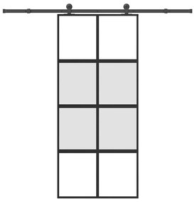 tolóajtó vasalattal 90x205 cm edzett üveg és alumínium szett