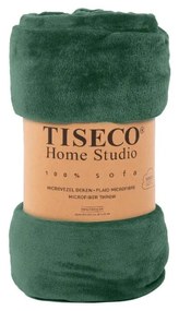 Sötétzöld mikroplüss ágytakaró franciaágyra 220x240 cm Cosy - Tiseco Home Studio