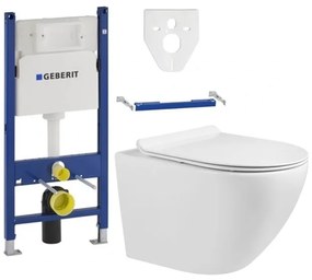 Akasztókészlet GEBERIT Duofix Basic + WC LENA Perem nélküli 48 x 36 cm + lassan eső deszka Slim, fehér, 3322XX00 + 39010100