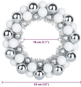 Karácsonyi labda koszorúk 2 pcs Fehér és Ezüst 33 x 33 x 7 cm