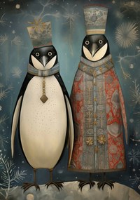 Poszter 70x100cm Királypingvinek