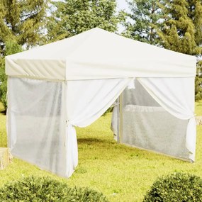 krémszínű összecsukható rendezvénysátor oldalfalakkal 3 x 3 m