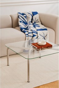 Ezüstszínű dohányzóasztal üveg asztallappal 60x80 cm Uku – noo.ma