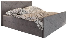 Franciaágy  Boxspring 140 cm Milagros 4 (szürke) (matraccal és tárolóhellyel). 1047261