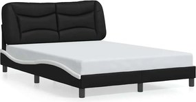 vidaXL fekete és fehér műbőr ágykeret matrac nélkül Hvar 140x190 cm