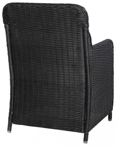 2 db fekete polyrattan kültéri étkezőszék párnával