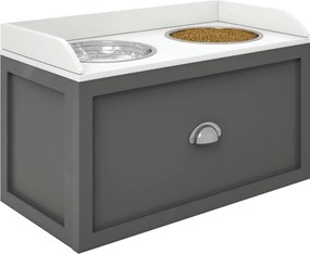 PawHut Kutyatál, 2 x 2L Etetőtál, Emelt Etetőtál Fiókkal, Rozsdamentes Acél Tál, Etető Állomás Nagy Kutyák Számára, Szürke | Aosom