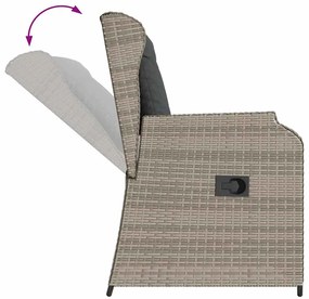 Kerti pad párnával 2 pcs Világosszürke Poli rattan