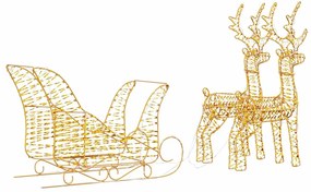 Rénszarvas húzta szán Meleg fehér 30 x 12 x 55 cm PET