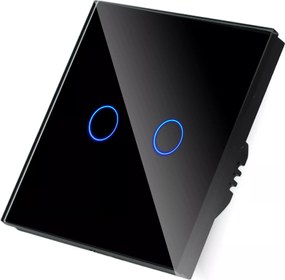 Érintőkapcsoló Dupla Fekete Üveg DC Smart Home N 2G