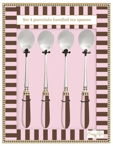 Rozsdamentes acél süteményes teáskanál szett 4 db-os porcelán nyéllel díszdobozban Sweet Moments