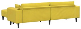 Bársony Kanapé párnával 3 pcs Sárga 208 cm Bársony