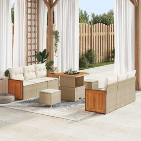 Kerti Kanapé Szett 9 pcs Beige és krém 80 x 80 x 71 cm