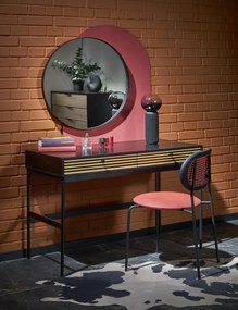 TMP IRON fürdőszobai tükör - FEKETE keret - kerek - 90 cm