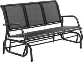 Outsunny 3 Személyes Hinta Pad Kertben, Hintázó Mechanizmussal, Fém Kerti Pad, 300 kg Teherbírású Kertibútor, Kerthez és Teraszhoz, 147 x 70 x 85 cm S