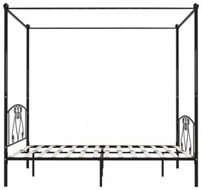 fekete fém baldachinos ágykeret 180 x 200 cm