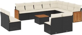 vidaXL 13 részes fekete polyrattan kerti ülőgarnitúra párnákkal