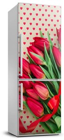 Hűtő matrica Piros tulipánok FridgeStick-70x190-f-104956051