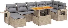 vidaXL 8 részes bézs polyrattan kerti ülőgarnitúra párnával