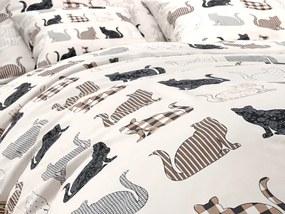 Renforcé pamut ágynemű PATTERNED CATS bézs Ágyneműhuzat mérete: 2 db 70 x 90 cm | 200 x 220 cm