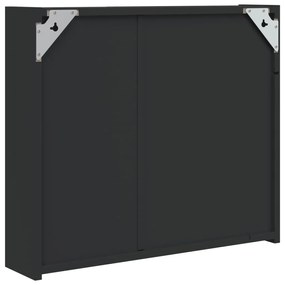 fekete tükrös fürdőszobaszekrény LED-del 60 x 13 x 52 cm
