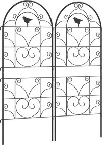 Outsunny Fém Rács 2 Részes Készlet Növényekhez Rozsdamentes Rács Madármintával Futónövényekhez 50x120 cm Rács Szobanövényekhez Paradicsomhoz Virágokho