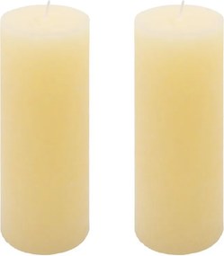 Rusztikus gyertya készlet 20 cm Ø 7,5 cm  2 db krém